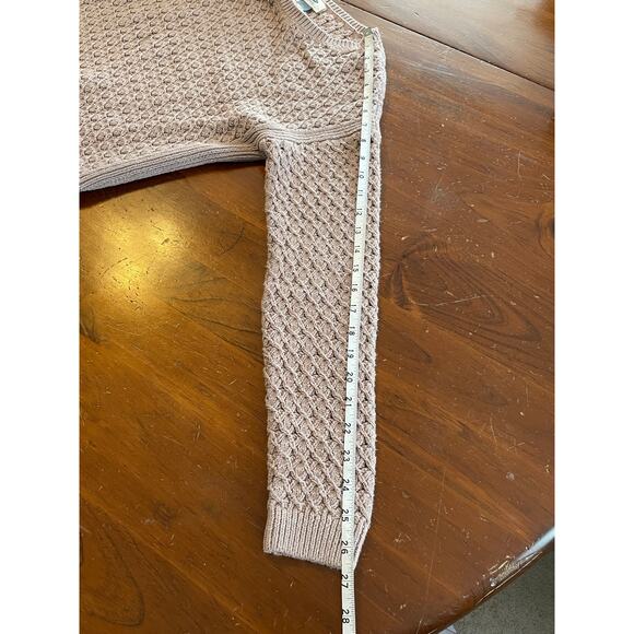 Old Navy Womens Sweater Medium Knit Pink Blush Cozy Diamond Pattern Scoop Neck - Picture 6 of 8